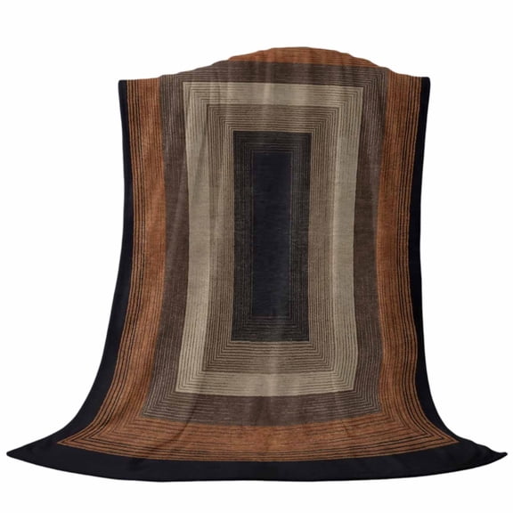 Abstract Geometric Fleece Throw Blanket Black and Brown Wood Grain Texture Border Ultra Soft Fuzzy Cozy Flannel Throw Blanket for Couch Sofa Bed Car Travel, Ideal Gifts 40x50 Inches
