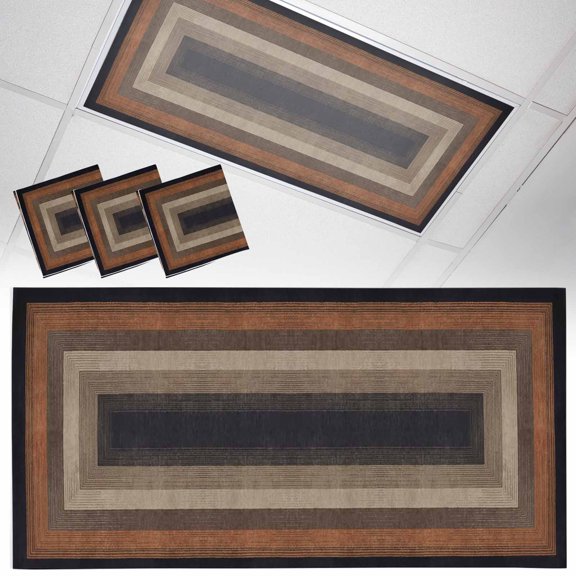Abstract Geometric Fluorescent Light Covers Black and Brown Wood Grain Texture Border Magnetic Light Filters Ceiling Lighting Panel Shade for Classroom Office Home 2 x 4 ft, 3 Pack