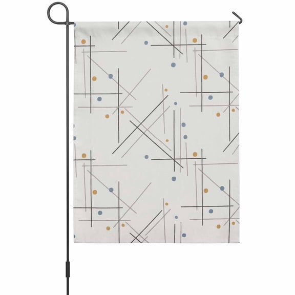 Abstract Geometric Garden Flag 12 x 18 Inches, Modern Abstract Art Lines Yellow Blue Dots Weather Proof Outdoor Patio Flags Double Sided Small Garden Decoration for Yard Outside Home