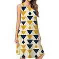 thumbnail image 1 of Abstract Geometric Gold Navy Pattern Dress Loose Women'S Dress Beach Dresses With Pockets Dresses For Womens, 1 of 4