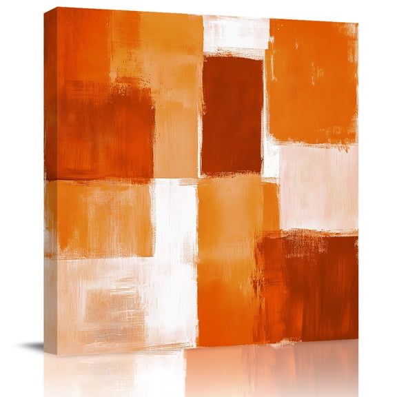 Abstract Geometric Graffiti Square Canvas Artwork Painting Art, Gradient Orange Square Framed Wall Decorations Prints Picture for Bedroom Kitchen Living Room, 8x8 in