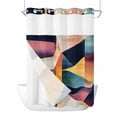 thumbnail image 1 of Abstract Geometric No Hook Shower Curtain Waterproof, Bathroom Curtains with Snap in Liners and See Through Top Window, Orange Neutral Modern Art Hotel Style Bathtub Curtains Shower 48"Wx72"L, 1 of 8