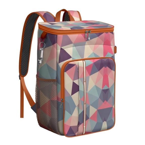 Abstract Geometric Insulated Backpack Cooler 20L - Leakproof Picnic & Beach Cooler Bag - Pop Art Design with High-Capacity Storage