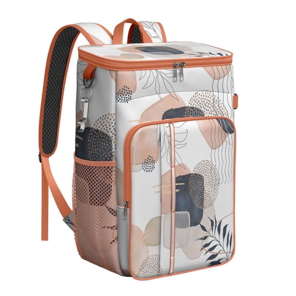 Abstract Geometric Insulated Backpack Cooler - 20L Soft Cooler Bag, Plaid Style for Camping