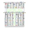 thumbnail image 1 of Abstract Geometric Kitchen Curtain Valance 3 Piece Set for Kitchen Curtains and Valance Set Short Curtain Sink Window Decor 36 Inch Small Window Treatment Tier 27.5x36 Length, 1 of 6
