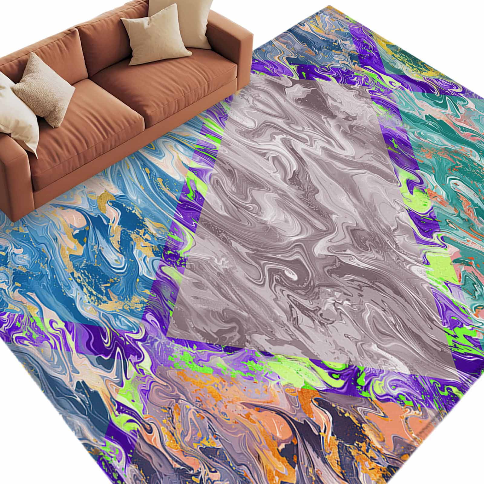 Aethics Rugs Abstract Geometric Large Area Rugs for Bedroom Living Room, Soft Non ...