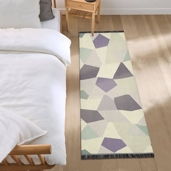 Abstract Geometric Light Pattern Bedroom Runner Rug 2'x 6' Non Slip Carpet Indoor Home Area Rug Living Room
