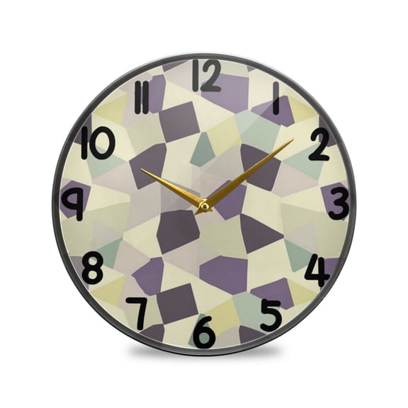 Abstract Geometric Light Pattern Round Acrylic Wall Clock Silent Battery Operated Home Decor for Living Room Bedroom
