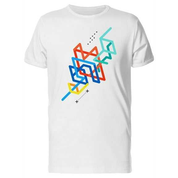 Abstract Geometric Line Art T-Shirt Men -Image by Shutterstock, Male Small
