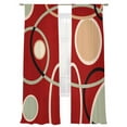 thumbnail image 1 of Abstract Geometric Lines Sheer Curtains 84 Inch Long 2 Panels, Circular Texture Red Brown Light Filtering Rod Pocket Semi Sheer Curtains, Sheer Voile Drapes for Living Room Bedroom, 52"x84", 1 of 5