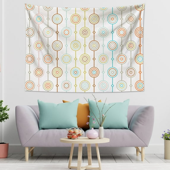 Abstract Geometric Lines Tapestry, Modern Minimalist Concentric Circles Wall Hanging Tapestry for Bedroom Living Room Dorm Decor Home Decor