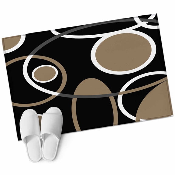 Abstract Geometric Lines Washable Area Rug&nbsp;2x3 ft Circular Texture Black Brown Retro Soft Rectangle&nbsp;Rugs for Living Room, Non Slip Carpet for Bedroom&nbsp;Entryway Dining Room