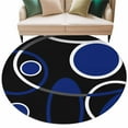 thumbnail image 1 of Abstract Geometric Lines Washable Area Rug&nbsp;6 ft Circular Texture Blue Black Retro Soft Round&nbsp;Rugs for Living Room, Non Slip Carpet for Bedroom&nbsp;Entryway Dining Room, 1 of 9