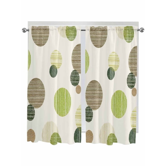 Abstract Geometric Living Room Curtains 2 Panel, Farmhouse Vintage Polka Dot Green Cafe Window Treatment, Extra Long Farmhouse Bedroom Bathroom Kitchen Curtains Drapes 104"x72"