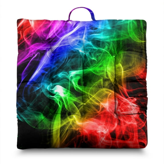 Abstract Geometric Meditation Cushion - Stylish Square Floor Seat with Sunlight-Activated Expansion - Great for Small Apartments & Minimalist Spaces