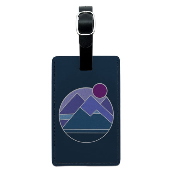 Abstract Geometric Mountainscape Rectangle Leather Luggage Card Suitcase Carry-On ID Tag