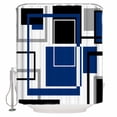 thumbnail image 1 of Abstract Geometric Navy Blue Color Block Shower Curtain for Bathroom, Gray Stripe Modern Art Waterproof Shower Curtains Washable Quick Dry with Hooks Bathtub Curtains 72x72 IN, 1 of 7