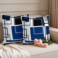 Abstract Geometric Navy Blue Color Block Waterproof Throw Pillow Covers ...