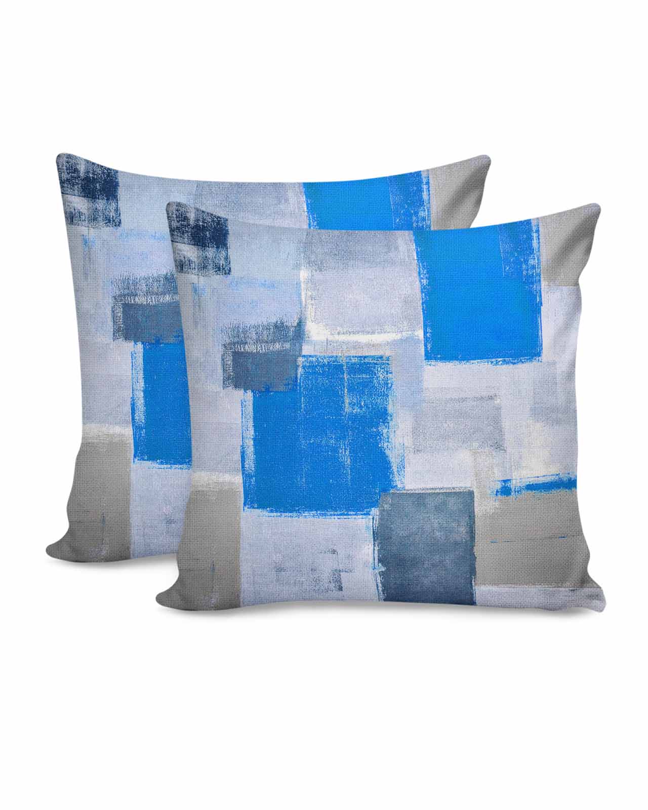 Abstract Geometric Ocean Blue 18x18 Pillow Covers Set of 2, Blue Grey