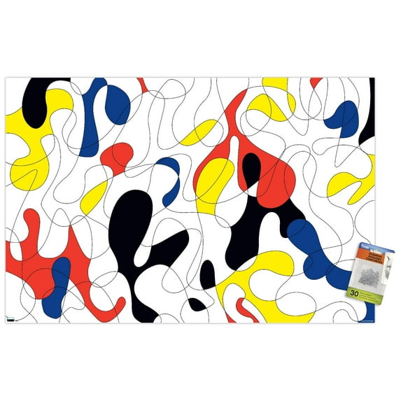 Abstract - Geometric Painting Wall Poster with Pushpins, 22.375" x 34"