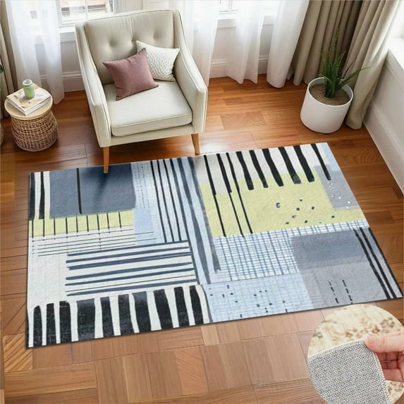 Abstract Geometric Pastel Art Soft Large Area Rugs Washable Rug With Non-Slip Backing Carpet For Living Room Bedroom Kitchen