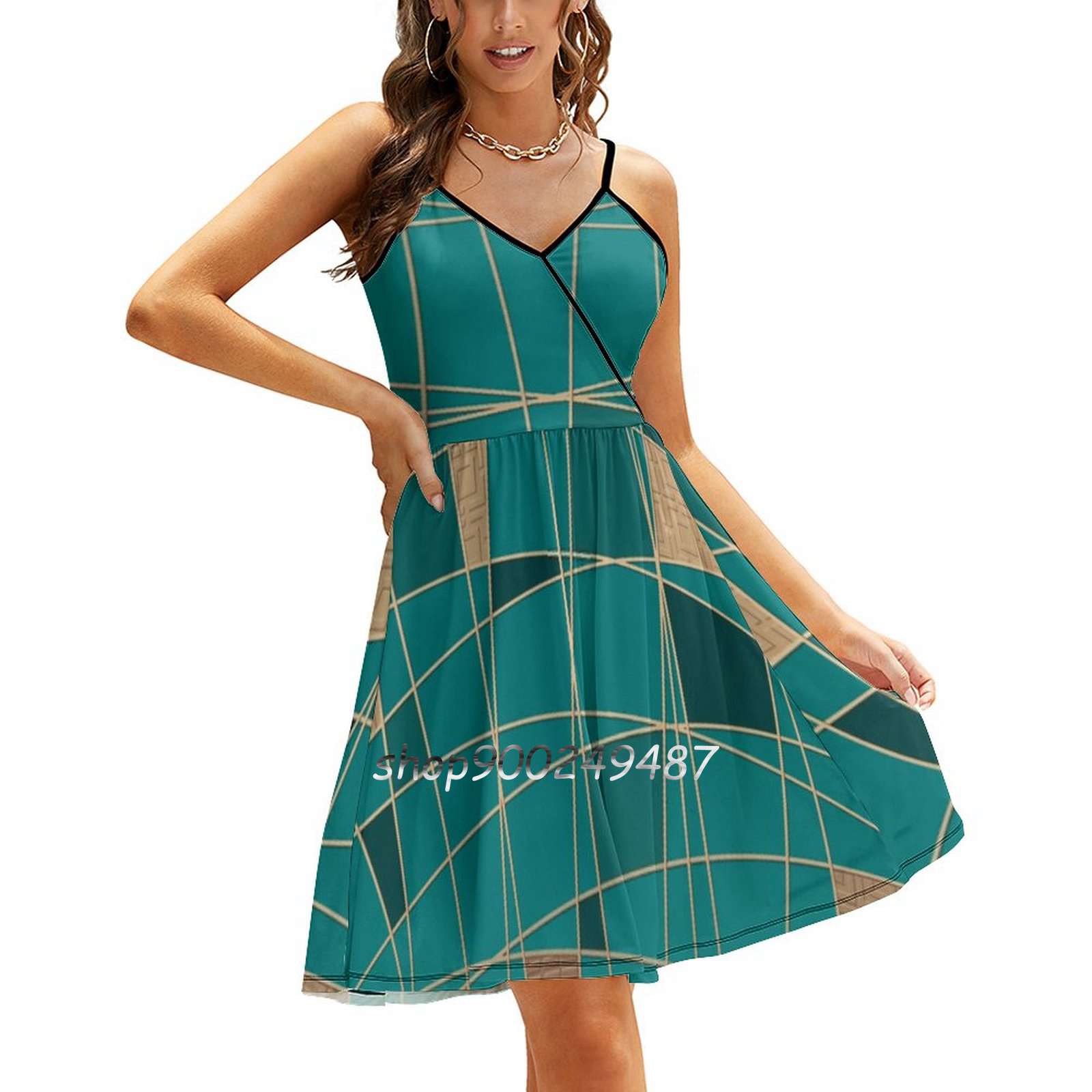 Abstract Geometric Pattern 11 Evening Party Dresses Midi Sexy Dress ...