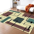 thumbnail image 1 of Abstract Geometric Pattern Area Rug, Beige Blue Rectangle Black Lines Print Large Rugs, Washable Breathable Durable Carpet For Room Sofa Living Room Mat Bedroom Home Decor 4x6ft, 1 of 6