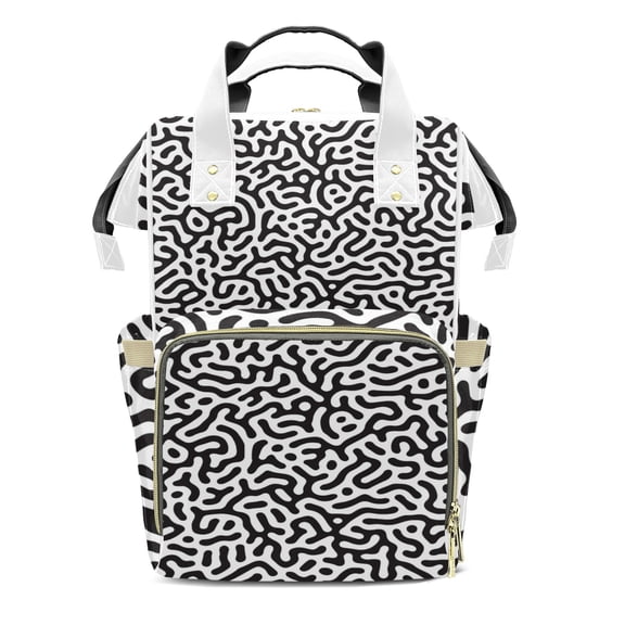 Abstract Geometric Pattern Diaper Bag Backpack – Large Capacity, Insulated Baby Bottle Pocket, Multifunctional Mommy Bag for Boys & Girls