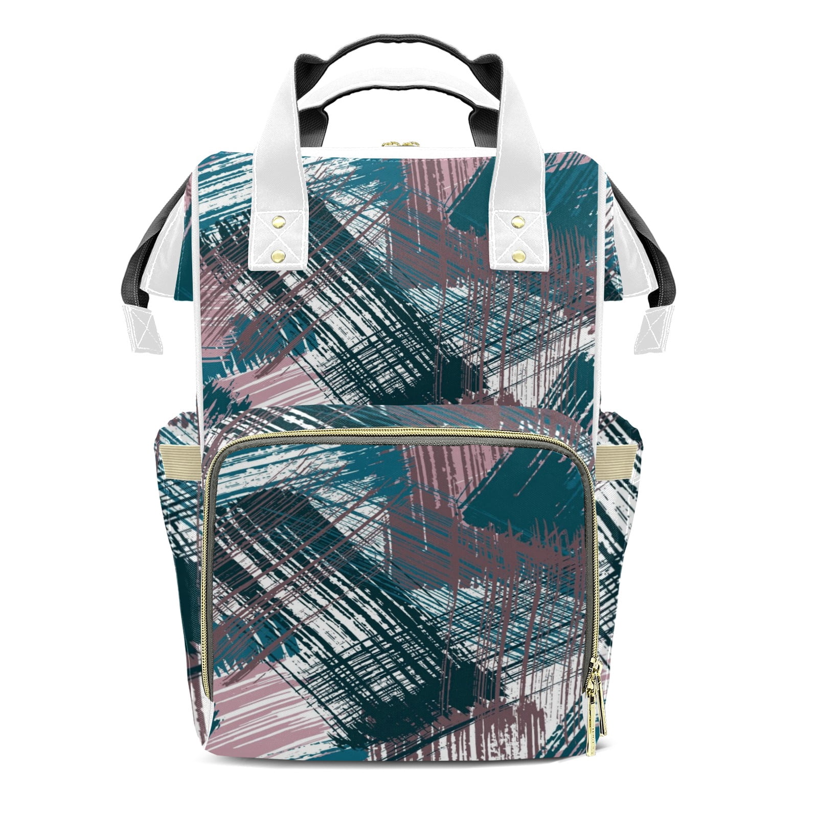 Abstract Geometric Pattern Diaper Bag Backpack – Large Capacity, Insulated Baby Bottle Pocket, Multifunctional Mommy Bag for Boys & Girls