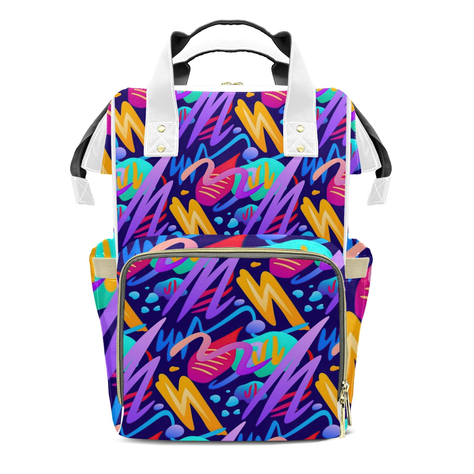 Abstract Geometric Pattern Diaper Bag Backpack – Large Capacity, Insulated Baby Bottle Pocket, Multifunctional Mommy Bag for Boys & Girls