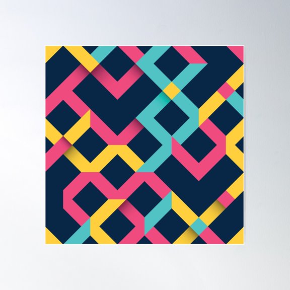 Abstract Geometric Pattern Poster Wall Art, Modern Wall Decor For Living Room Bedroom, 30x30 UNFRAMED