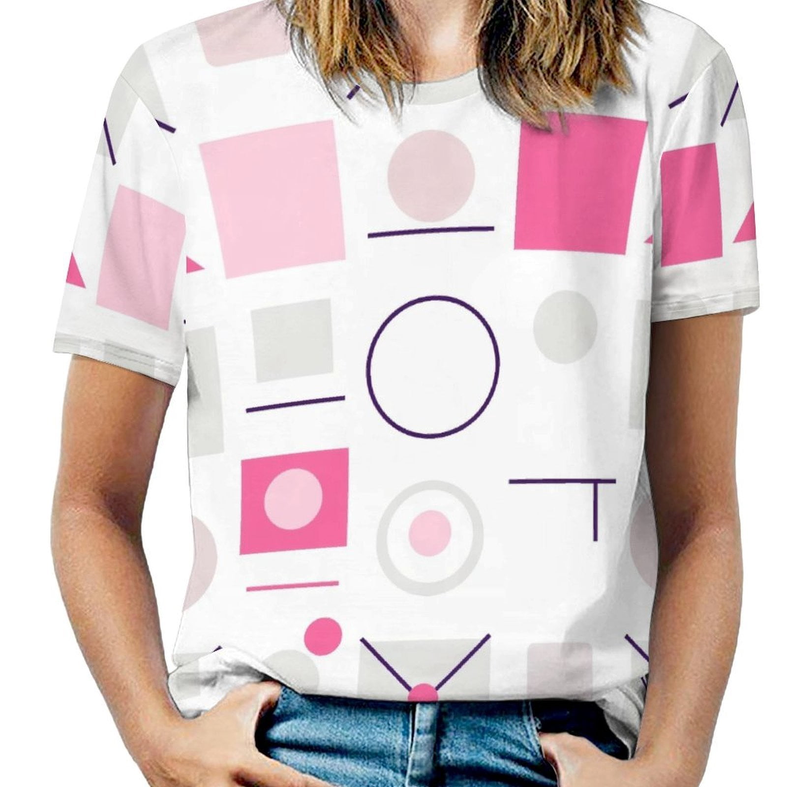 Abstract Geometric Pattern T Shirt O Neck Overd T Shirts Short Sleeve ...
