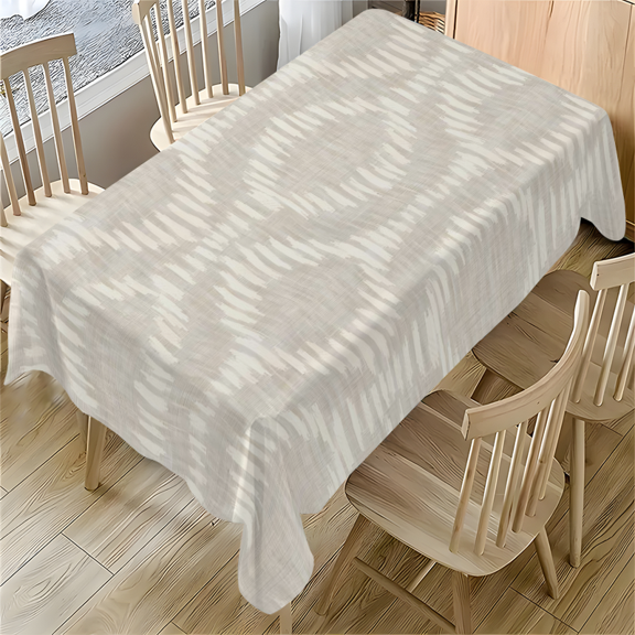 Abstract Geometric Pattern Tablecloth 55x77.1 inches Beige Cream Polyester for Dining Desk Coffee Table Party Outdoor Use