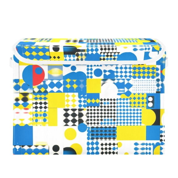 Abstract Geometric Patterns Large Storage Bins with Linen Collapsible Lid Storage Box 16.7 x 12.6 x 11.8in