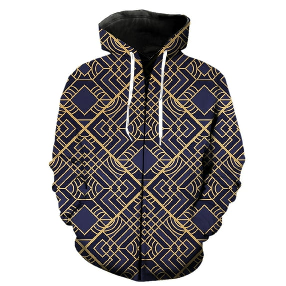 Abstract Geometric Patterns Men's Zipper Hoodies 3D Print Tops Harajuku ...