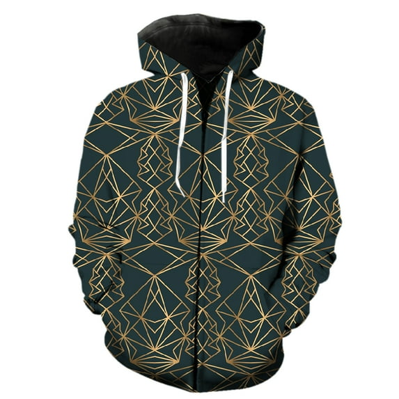 Abstract Geometric Patterns Men's Zipper Hoodies 3D Print Tops Harajuku ...