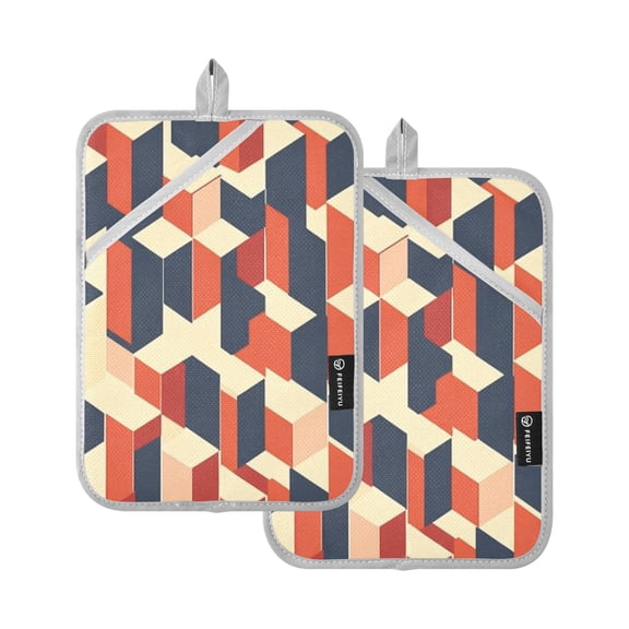 Abstract Geometric Patterns Oven Mitts Pot Holders 2 pcs Heat Resistant for Kitchen Baking Grilling