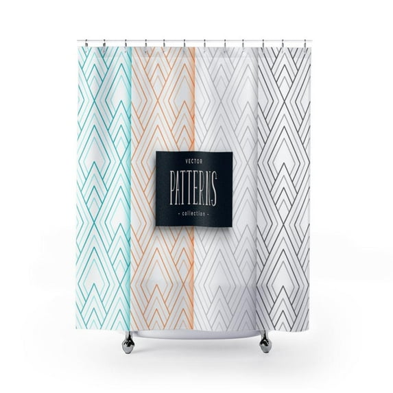 Abstract Geometric Patterns Premium 71"x74" Waterproof Shower Curtain for Stylish Bath Decor