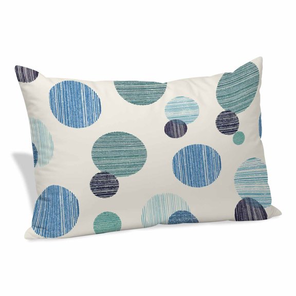 Abstract Geometric Pillow Covers, Linen Long Throw Pillow Case, Farmhouse Vintage Polka Dot Teal Blue Holiday Pillow Protector Decorative Cushion Cover for Living Room/Bedroom 24" x 36"
