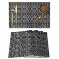 thumbnail image 1 of Abstract Geometric Placemats Set of 8, Flowers Floral Black Texture Non-Slip Place Mats Washable Table Mats for Kitchen Dining Table Decorations Indoor/Outdoor, 1 of 9