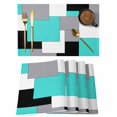 thumbnail image 1 of Abstract Geometric Placemats Set of 6 Mid Century Aqua Nordic Place Mats Table Mats Kitchen Dining Home Outdoor Party Table Decoration, 1 of 9
