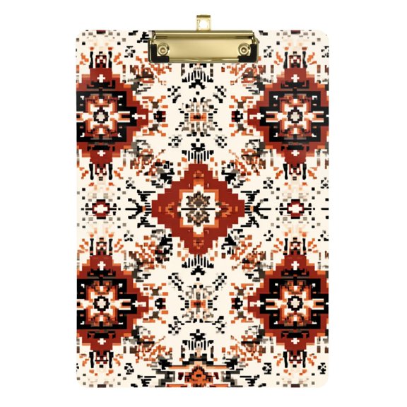 Abstract Geometric Print Acrylic Clipboard Drawing Board with Hook Writing Pad File Storage A4 Size Gold 12.5" x 9"