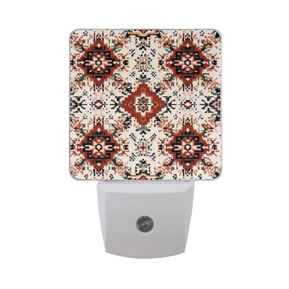 Abstract Geometric Print LED Night Light Sensor Lamp Plug-in Adjustable Brightness 2 Pack