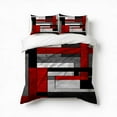 thumbnail image 1 of Abstract Geometric Red Black Gray Bedding Set 3 Pcs Soft Microfiber Quilt Cover For Bedroom Decor, Comforter Cover With 2 Pillowcase, 1 of 5