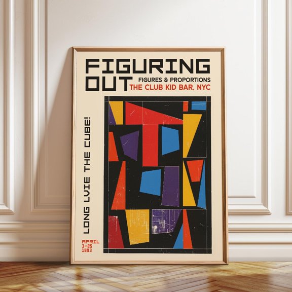 Abstract Geometric Retro Cube Exhibition Poster Art, Unframed Paper Poster 8x10in