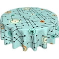 thumbnail image 1 of Abstract Geometric Retro Mid Century Lines Circle Round Tablecloth Waterproof Wipeable Tablecloth Cover Home Restaurant Kitchen Picnic Party Decoration 60 Inch Circular Tablecloth for 20-47 Inch, 1 of 6