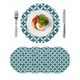 thumbnail image 1 of Abstract Geometric Round 13 Inch Placemats Set of 4, Vintage Rhombus Circle Texture Green HeatResistant Non Slip Place Mats for Dining Table, Wipeable Braided Kitchen Table Mats for Housewarming, 1 of 9