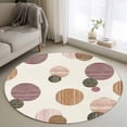 thumbnail image 1 of Abstract Geometric Round Area Rug 4Ft Washable Circle Rugs for Bedroom Dining Room, Farmhouse Vintage Polka Dot Red Brown Non-Slip Carpet Floor Mats Indoor Outdoor Carpet Runner Aesthetic Home Decor, 1 of 8