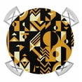 Abstract Geometric Round Table Cover, Yellow Bold Shapes Graphic Modern ...