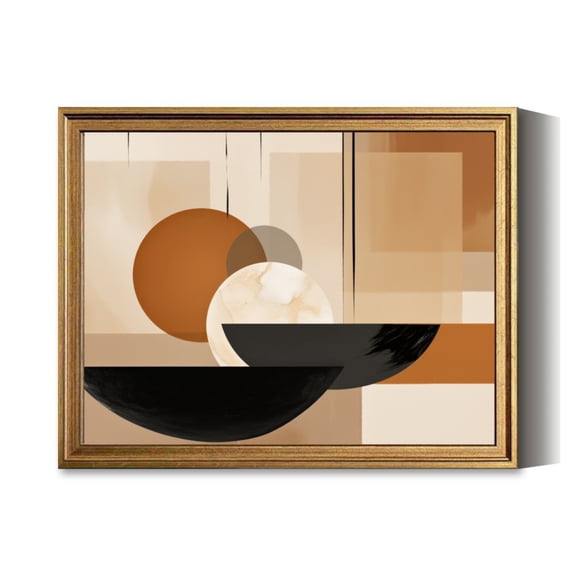 Abstract Geometric Shapes Art Vintage Gold Framed Wall Art Decor Retro Canvas Paintings for Living RoomBedroom